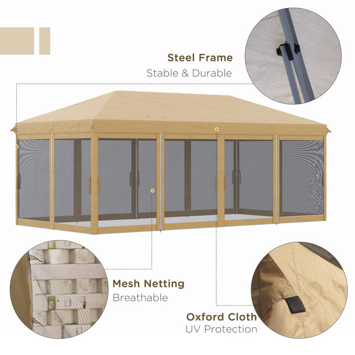 Pop-Up Gazebo Canopy - 6x3m Marquee with Mesh Walls and Carry Bag for Outdoor Shelter - Ideal for Parties, Weddings, and Events