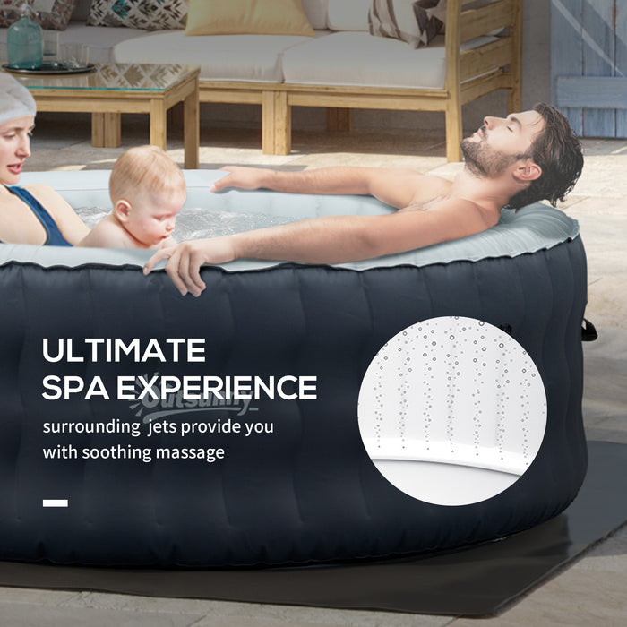 Inflatable Round Outdoor Hot Tub Spa - Bubble Massage Pool with Pump, Cover, & Filter Cartridges, 4-Person Capacity, Dark Blue - Perfect for Family Leisure & Relaxation