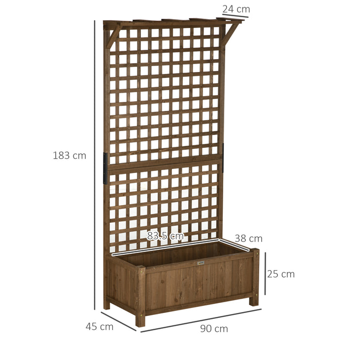 Wooden Raised Garden Bed with Trellis - Dual Planters with Drainage for Vegetables and Flowers - Ideal for Climbing Plants & Outdoor Gardening