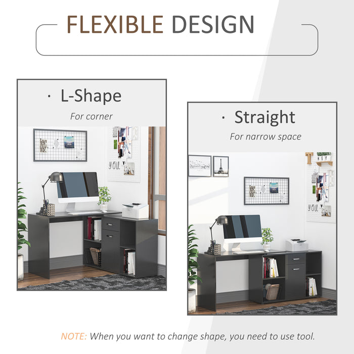 Modern L-Shaped Computer Desk - Corner Laptop Table with Ample Storage for Home Office - Ideal for Work and Study Spaces