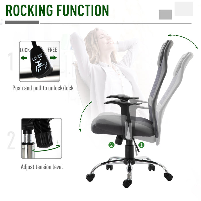 Mesh High-Back Office Desk Chair with Adjustable Height and Swivel Capability - Ergonomic Design with Headrest for Home or Office Use - Comfortable Seating Solution for Professionals and Students