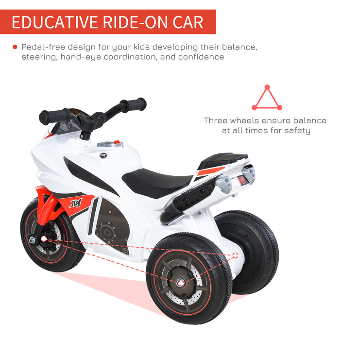 Kids Ride-On Police Bike - 3-Wheel Musical Vehicle with Lights and Safe Seat for Toddlers - Fun Learning Toy for Children Aged 18-36 Months, White