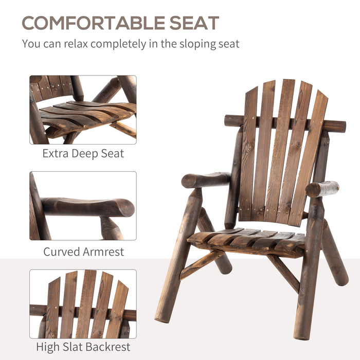 Ergonomic Wooden Adirondack Chair - Durable Fir Wood Patio Lounger with Carbonized Finish - Ideal for Garden Relaxation & Outdoor Comfort