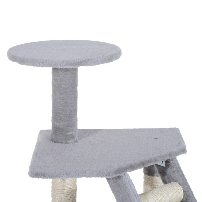 Cat Tree Scratching Post - Multi-Level Kitten Climb Activity Center with Play House - Ideal Pet Furniture for Play & Scratch for Cats (125cm, Grey)