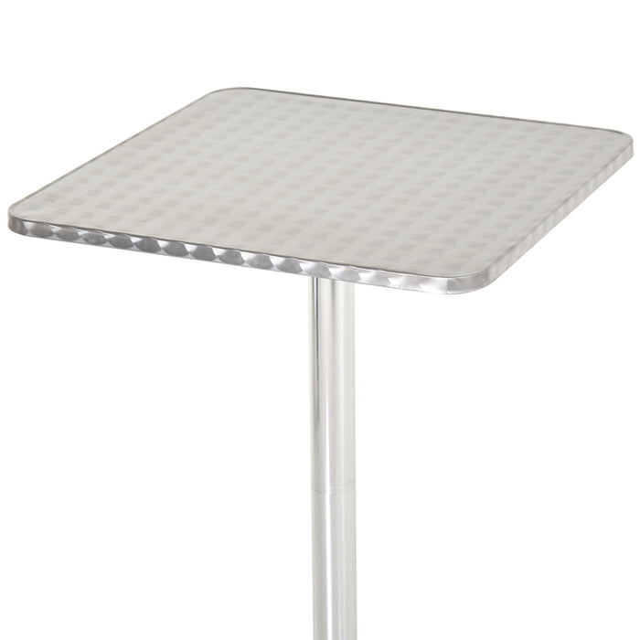 Adjustable Height Bistro Pub Table - 60x60cm Stainless Steel Top with Aluminium Edge - Perfect for Bars and Home Entertainment Areas