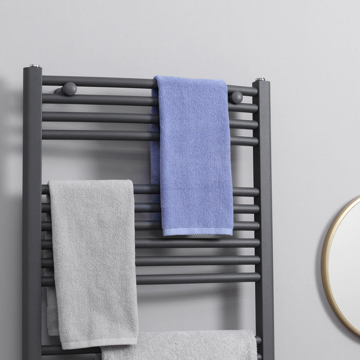 Hydronic Heated Towel Rail - 600x1200mm Central Heating Bathroom Ladder Radiator, Grey - Ideal for Warm Fluffy Towels and Bathroom Heating