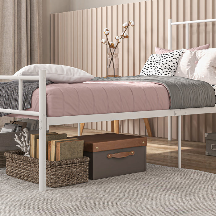 Metal Single Bed Frame with Headboard & Footboard - Robust Metal Slat Support System, Ample Storage with 31cm Clearance - Ideal for Compact Rooms & Maximizing Space