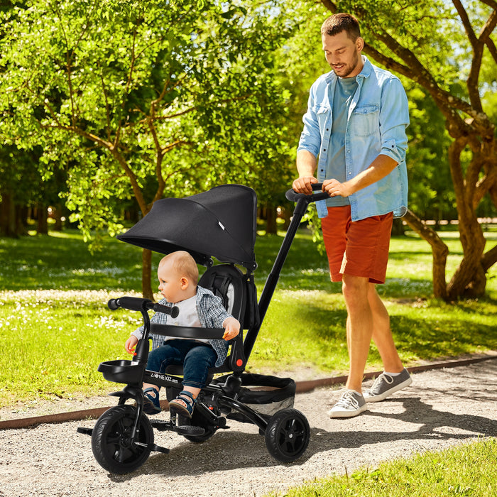 4-in-1 Foldable Tricycle for Toddlers - Reversible and Adjustable Seating, Removable Pedals - Perfect Stroller Alternative for 1-5 Year Olds