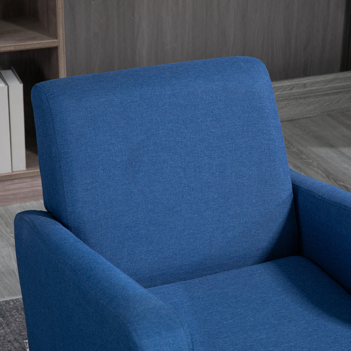 Contemporary Blue Accent Chair - Comfy Occasional Seating with Durable Rubber Wood Legs - Ideal for Living Room and Bedroom Relaxation