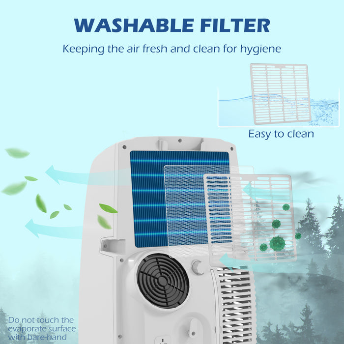 12,000 BTU Portable AC Unit - Air Conditioning with Dehumidifier, Quiet Operation & 24H Timer for Rooms up to 28m² - Easy Mobility with Wheels, Safe Child Lock Feature