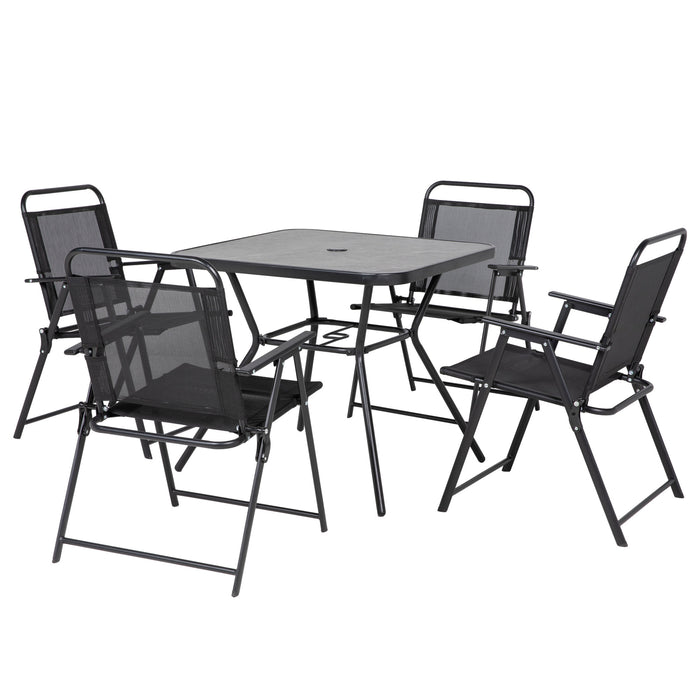 Metal Frame Patio Furniture - 5-Piece Outdoor Dining Ensemble - Ideal for Garden Parties and Al Fresco Meals