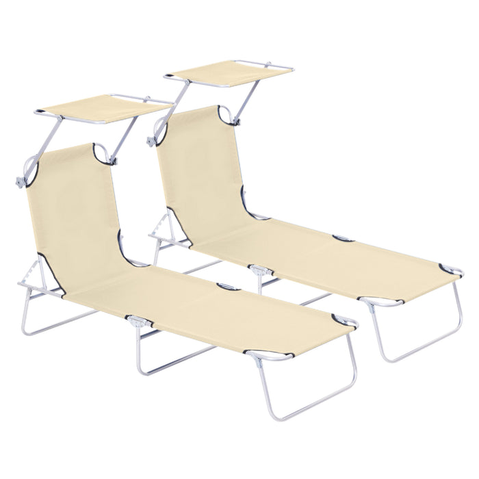 Foldable Patio Sun Lounger Set with Canopy - Adjustable Backrest and Mesh Fabric for Comfort - Ideal for Outdoor Relaxation and Sunbathing