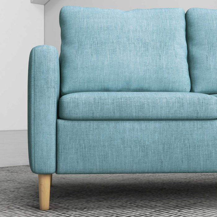 Modern Fabric 2-Seater Loveseat - Elegant 143cm Sofa with Wooden Legs and Storage Pockets - Ideal for Living Room, Bedroom, or Home Office in Stylish Blue