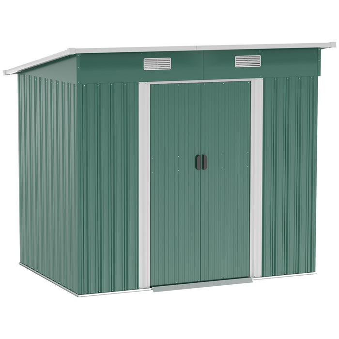 Outdoor Garden Storage Shed - 6.8 x 4.3ft Tool Organizer for Backyard, Patio, Lawn - Spacious Green Storage Solution