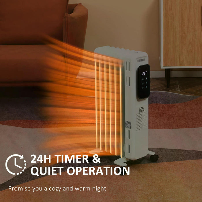 1630W Oil Filled Radiator Heater with LED Display - 7 Fin Portable Electric Heating, 24H Timer, 3 Settings, Safety Cut-Off - Ideal for Home Comfort and Warmth