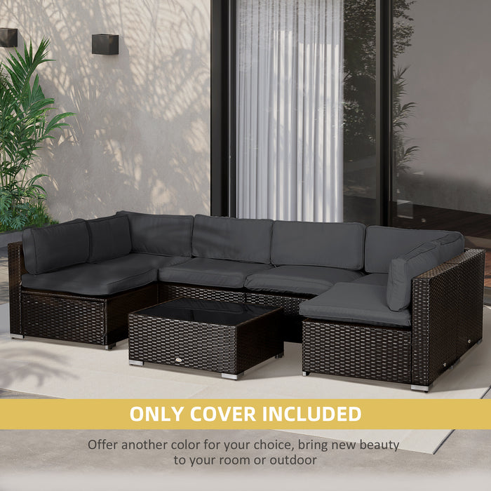 Outdoor Rattan Sofa Cushion Cover - Durable Polyester, Weather-Resistant Replacement - Ideal for Patio Furniture Refresh, Dark Grey (Cushion Not Included)