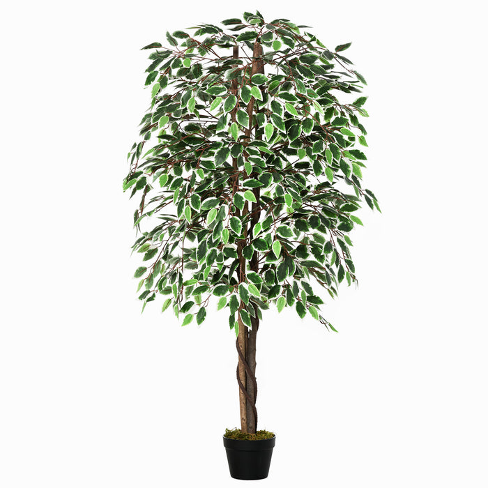 Artificial Ficus Silk Tree - 160cm/5.2FT Tall with Nursery Pot, Lifelike Interior & Exterior Decorative Fake Plant - Enhances Home and Office Spaces