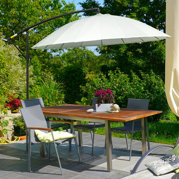 Cantilever Shanghai Parasol - Garden Hanging Banana Sun Umbrella with Crank Handle, 18 Sturdy Ribs, Cross Base - Perfect Shade Solution for Outdoor Spaces