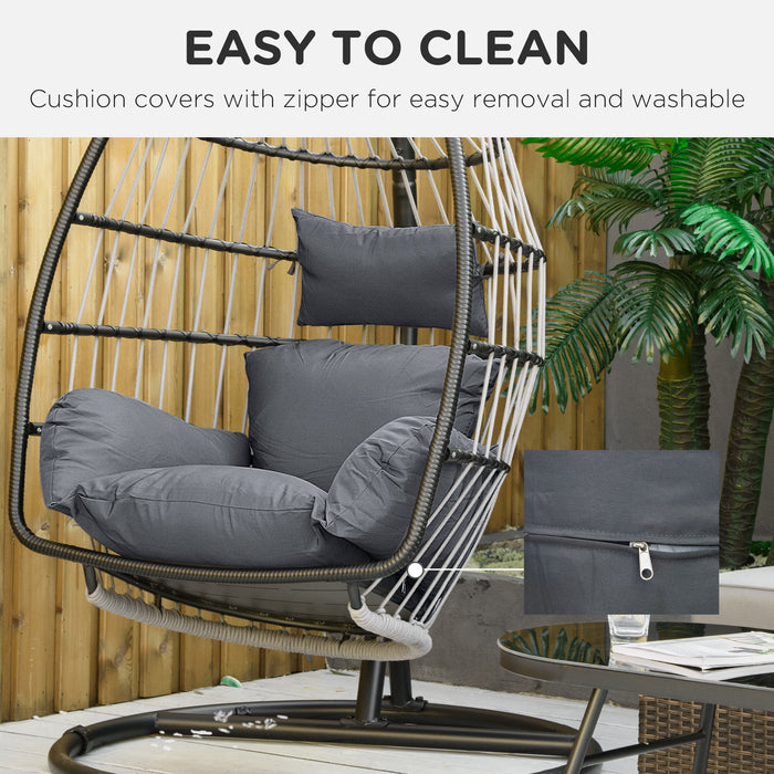 Patio Egg Chair Cushion Set - Comfy Armrest and Back Pad for Garden Lounge Chairs - Ideal for Indoor & Outdoor Relaxation in Dark Grey