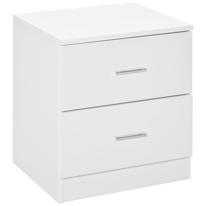 Modern 2-Drawer Bedside Table - Sleek Nightstand with Cabinet Style Storage - Ideal for Bedroom and Living Room Organization