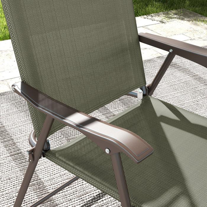 Folding Patio & Camping Chair Duo - Sports Chairs with Armrests and Mesh Fabric Seating - Perfect for Adults, Outdoor Lawn Relaxation