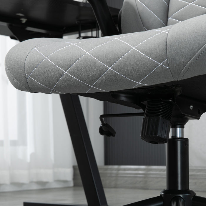 Ergonomic Home Office Desk Chair - Swivel Seat with Flip-Up Armrests and Tilt Function in Light Grey - Ideal for Comfortable Computing and Workstations