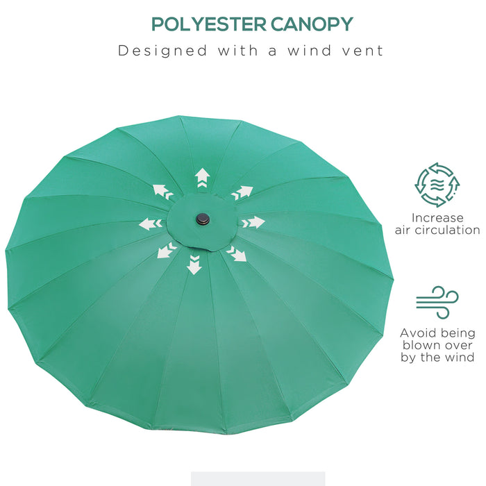 Ф255cm - Durable Outdoor Patio Parasol Umbrella with Push Button Tilt, Crank Handle, and Strong Ribs - Ideal Shade Solution for Garden, Lawn, Backyard, and Pool Areas in Green