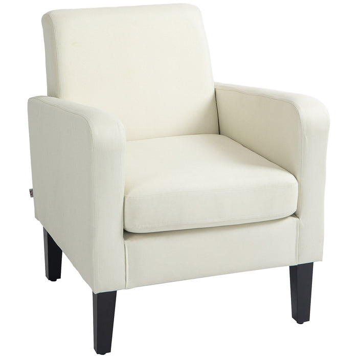 Modern Cream White Accent Chair - Stylish Occasional Seating with Durable Rubber Wood Legs - Perfect for Living Room and Bedroom Comfort