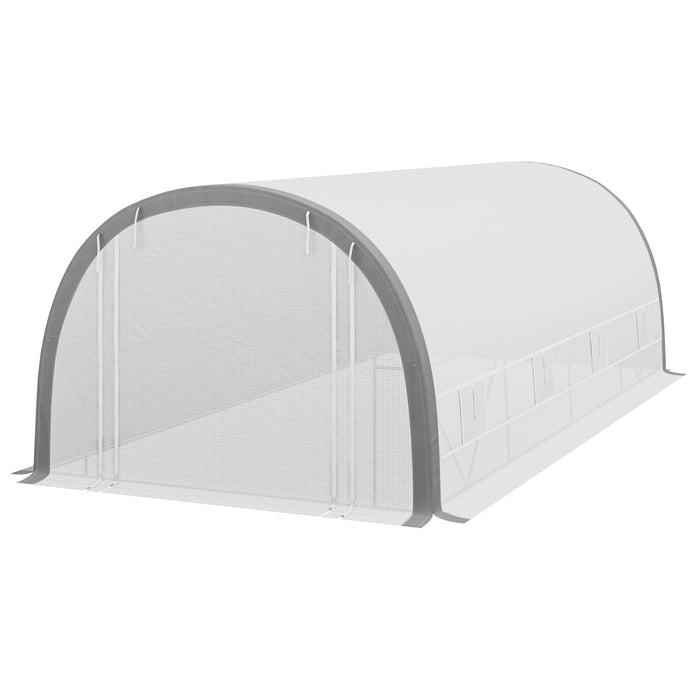 Polytunnel Greenhouse 6x3m - Upgraded Structure with Mesh Door and Windows, includes 15 Plant Labels - Ideal for Season-Extending Gardening & Plant Protection