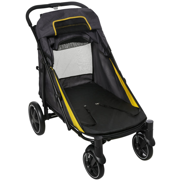 Pet Travel Carriage - Shock-Absorbing Stroller with Universal Front Wheels & One-Click Folding - Ideal for Dogs & Cats, with Brakes, Storage & Mesh Window