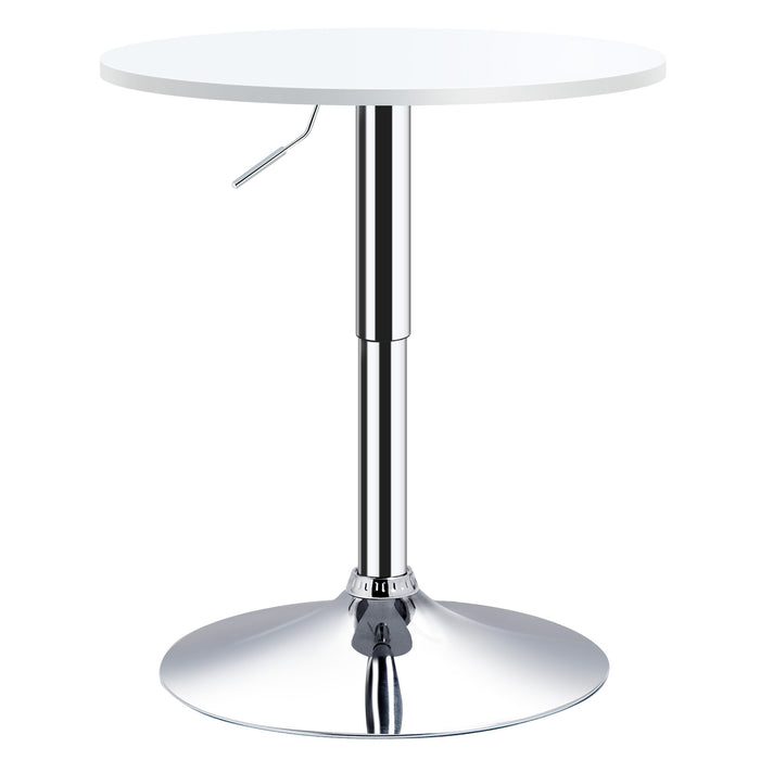 Adjustable-Height Bar Table Φ60cm - Round Swivel Top Bistro Counter with Sturdy Metal Frame, Stylish White - Ideal for Kitchen or Conservatory Spaces