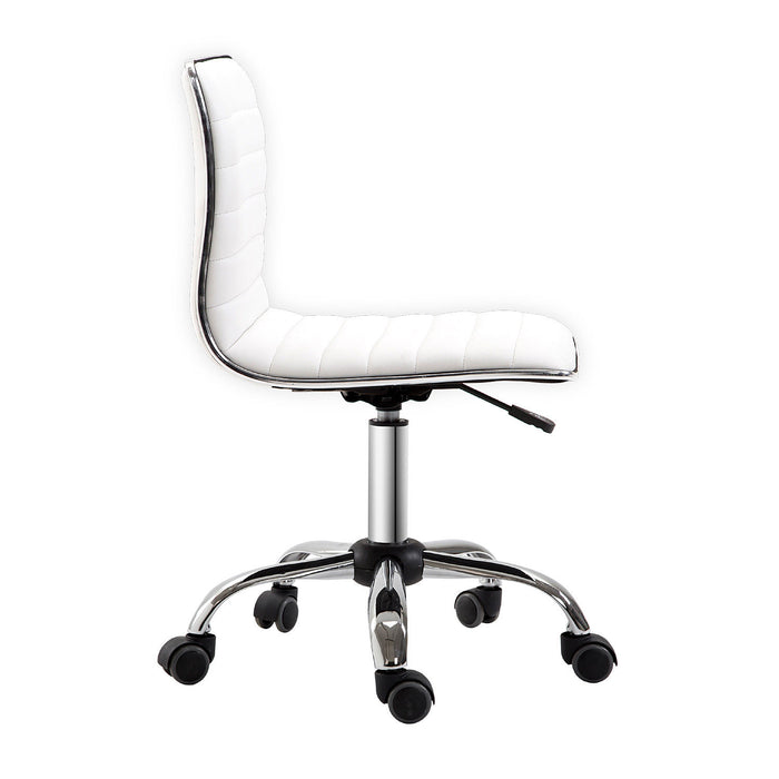 Ergonomic Armless Mid-Back Chair - PU Leather and Swivel Design with Chrome Base - Ideal for Home and Office Comfort