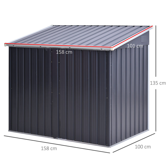 5ft x 3ft Garden 2-Bin Storage Shed - Corrugated Steel, Locking Doors, Outdoor Dustbin Unit - Keeps Garbage Discreet and Secured