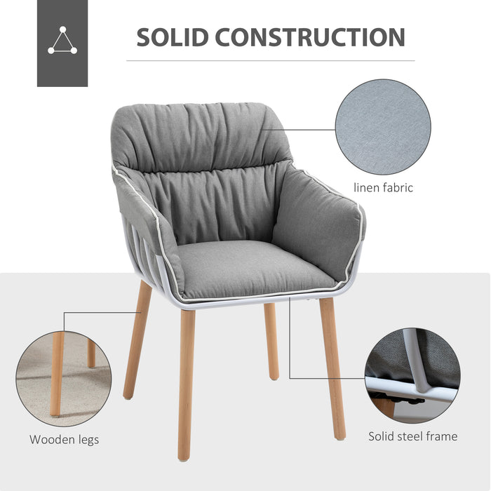 Modern Contrast Piped Accent Chair - Plush Padded Seat with Sturdy Wooden Legs and Protective Foot Pads - Stylish Armchair for Living Room, Bedroom, or Conservatory Comfort