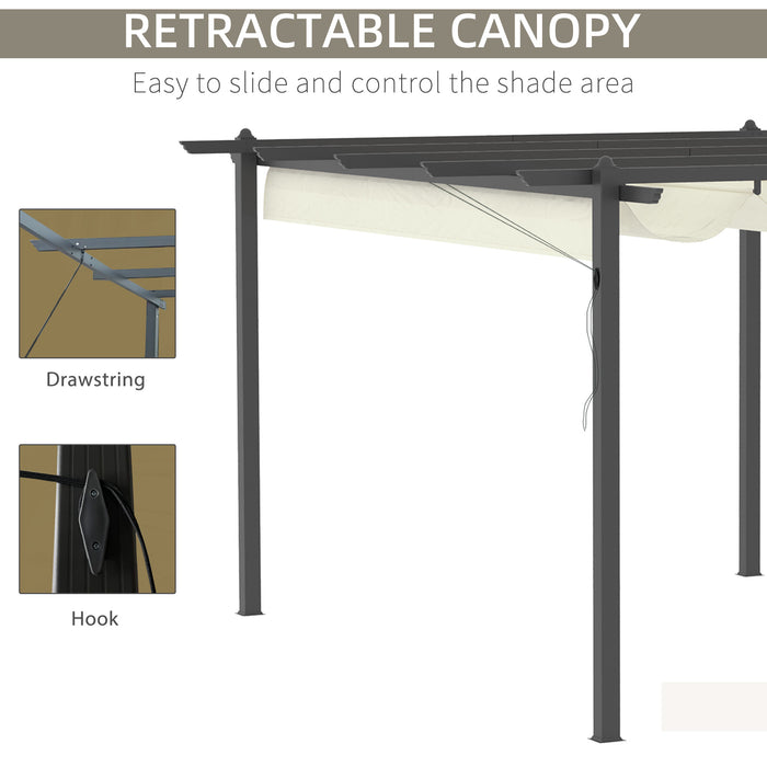 Aluminum Pergola Gazebo - 4x3 Meter Garden Shelter with Retractable Roof, Cream White - Ideal for Outdoor Patio Enhancement