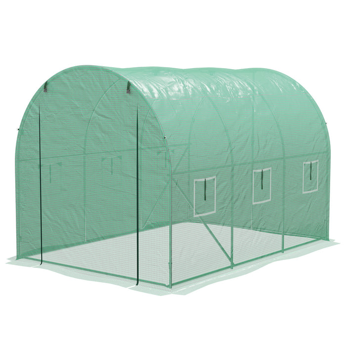 Polytunnel Greenhouse with Sprinkler System - 3x2m Durable Gardening Solution, Green - Ideal for Year-Round Plant Protection