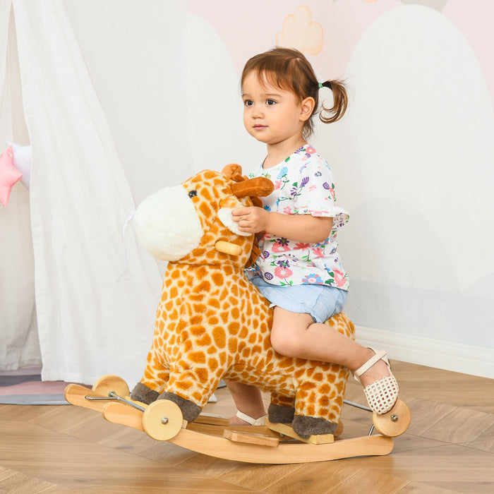 Kids 2-in-1 Plush Giraffe Rocker and Glider - Rocking Horse with Lifelike Sounds, Soft Fabric - Fun and Engaging Toy for Children 3-6 Years Old