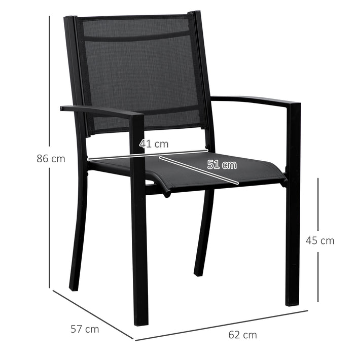 Outdoor Patio Chair Set - 2-Pack Texteline-Seated Garden Chairs with Steel Frame - Ideal for Dining & Relaxation on Patios or Balconies