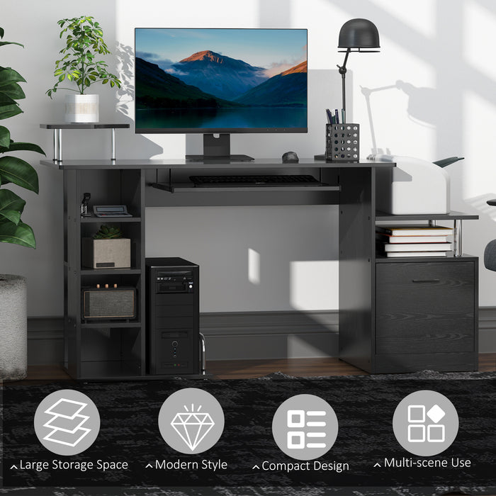 Computer Desk with CPU Storage and Shelves - Multi-Functional Home Office Workstation with Drawers - Space-Saving Design for Professionals and Students