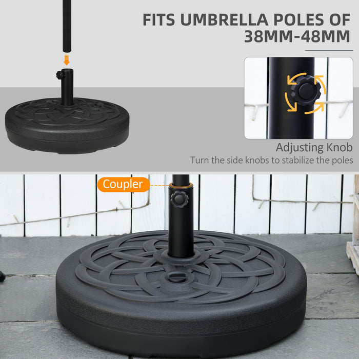 Outdoor Market Umbrella Stand - Durable Garden Parasol Base Holder with Built-In Handle, Water or Sand Fillable up to 25kg/35kg - Ideal for Patio Stability & Sun Protection