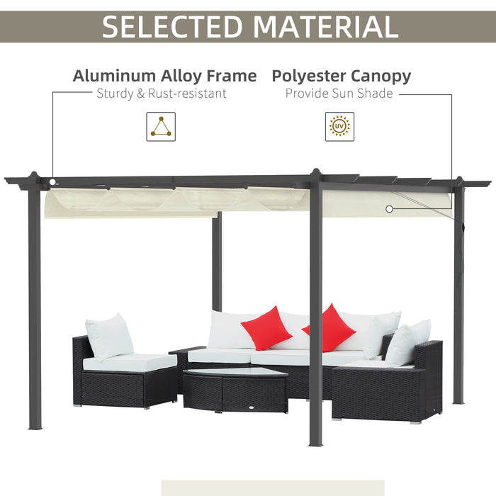 Aluminum Pergola Gazebo - 4x3 Meter Garden Shelter with Retractable Roof, Cream White - Ideal for Outdoor Patio Enhancement