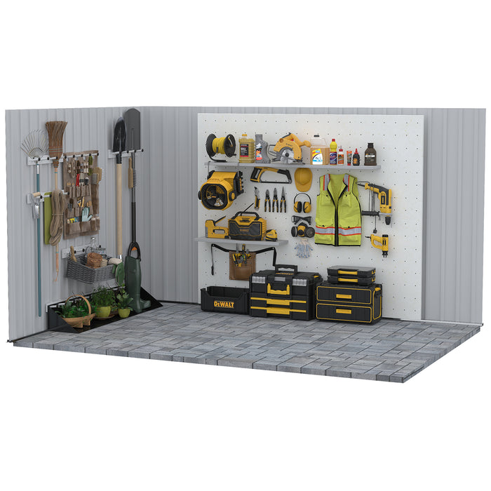 Outdoor Metal Storage Shed - 6.5ft x 3.5ft with Double Sliding Doors and 4 Ventilation Vents, Grey - Ideal for Garden Tool Organization