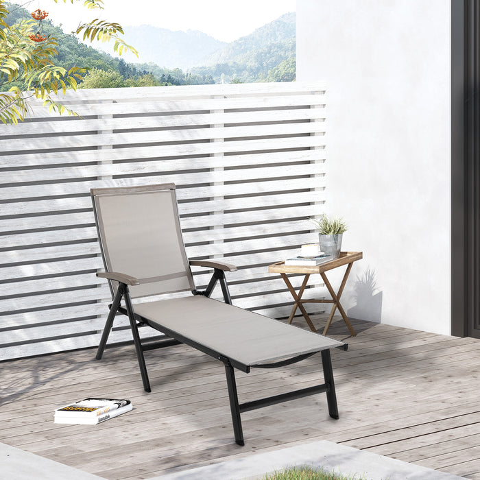 Adjustable Aluminium Sun Lounger - 5-Position Folding Chaise Chair for Outdoor Relaxation - Perfect for Patio, Poolside, and Garden Use