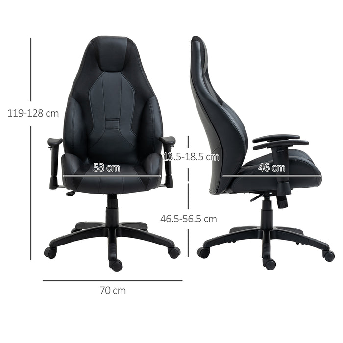 Executive Mesh & Faux Leather High Back Chair - Swivel Wheels, Height & Armrest Adjustable, Gaming Office Seat - Ideal for Gamers & Professionals