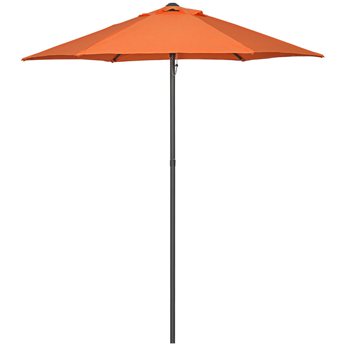 Outdoor Sun Shade Parasol - 2m Patio Umbrella with 6 Sturdy Ribs, Orange - Ideal for Balcony, Bench & Garden Comfort