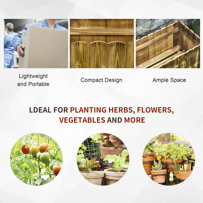 Large Rectangular Wooden Planter - 70L Flower & Vegetable Raised Bed, Outdoor Herb Display Box, 80x33x30 cm - Ideal for Gardeners and Patio Decor