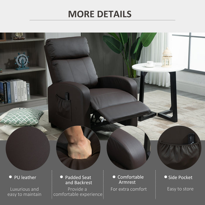 Luxurious PU Leather Recliner - Massage Sofa Chair with Footrest and Remote Control - Ideal for Living Room, Bedroom, and Home Theater Comfort