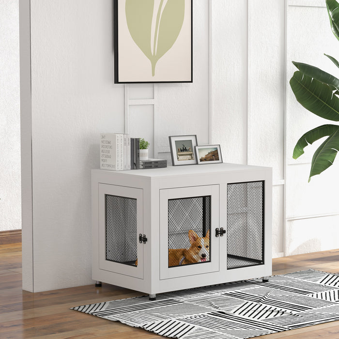 Dog Cage & Side Table Combo - 2-in-1 Design with Dual Entry and Comfy Cushion - Ideal for Large Dog Comfort and Home Decor Integration