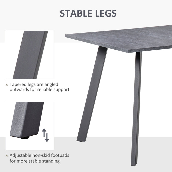 Modern Dark Grey Dining Table - Sturdy Metal Legs & Spacious Top for Home - Ideal for Kitchen, Dining Room, Living Space