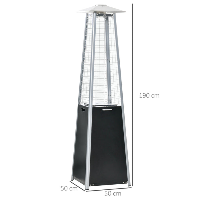 Outdoor Pyramid Propane Gas Heater 11.2KW - Freestanding Patio Heater with Wheels & Dust Cover, Black, 50x50x190cm - Ideal for Garden Heating & Outdoor Events